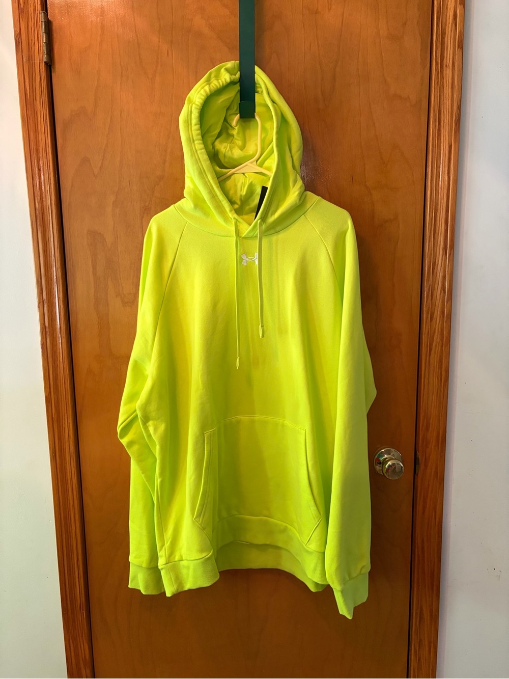 New 2XL Under Armour Neon Yellow-Green UV Rival Fleece Hoodie